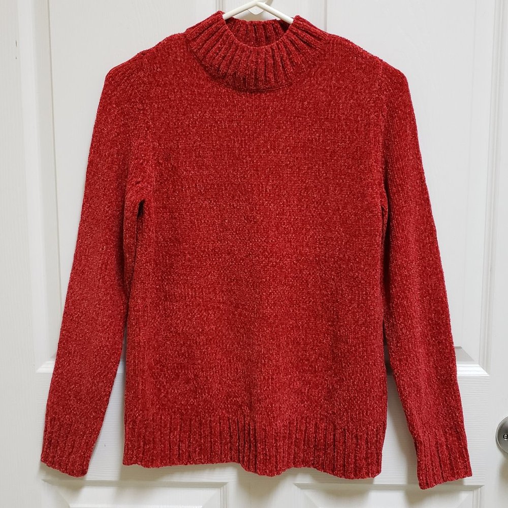 Level Eight Womens S Red Marled Mock Neck Long Sleeve Sweater New